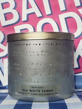 BBW Fiji White Sands Shine Through Jar Large 3 Wick Candle Home Fragrance Decor